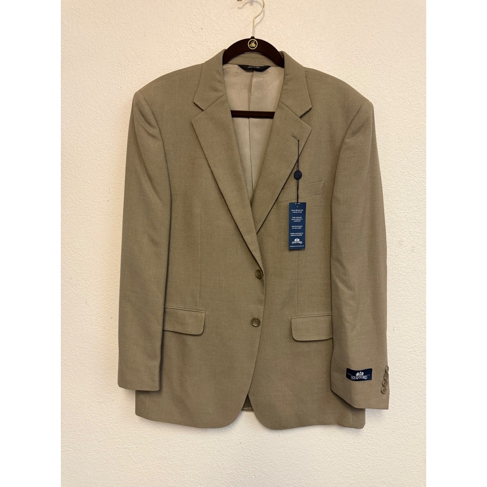 Stafford Men's 42R Sage Green Linen Blend Two Button Blazer Sport Coat NWT